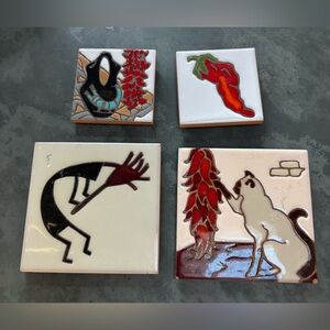 Southwestern Ceramic Tile Set with Artistic Designs